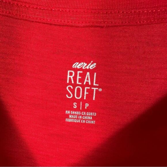 Aerie Real Soft Red Short Sleeve Oversized Give Real Tee Size Small Lightweight - Picture 8 of 14